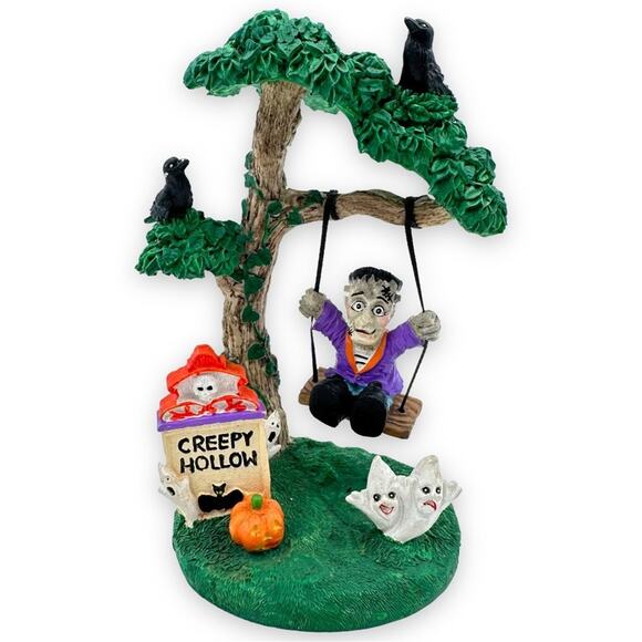 retro Other - Vintage Halloween Town Frankenstein’s monster Spooky Tree Swing Figurine
